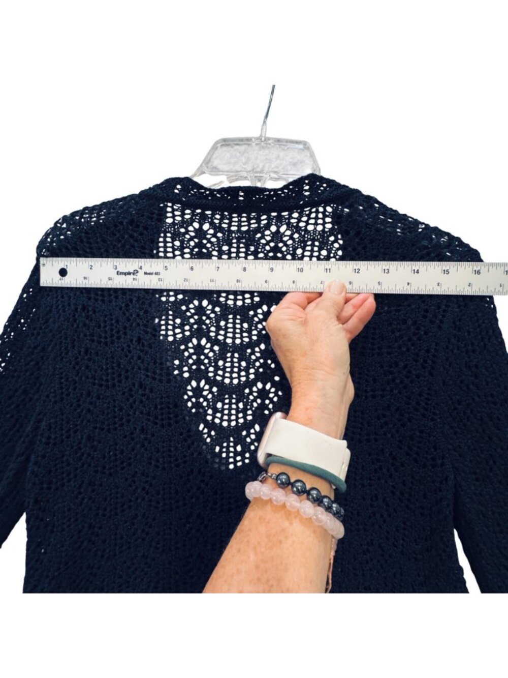 Vintage Gap Black Crochet Cropped Cardigan Size M Cotton Boho Whimsygoth Y2K - Picture 11 of 14